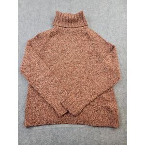 Brooks Brothers Sweater Womens Large Orange Brown Marled Turtleneck Wool VTG